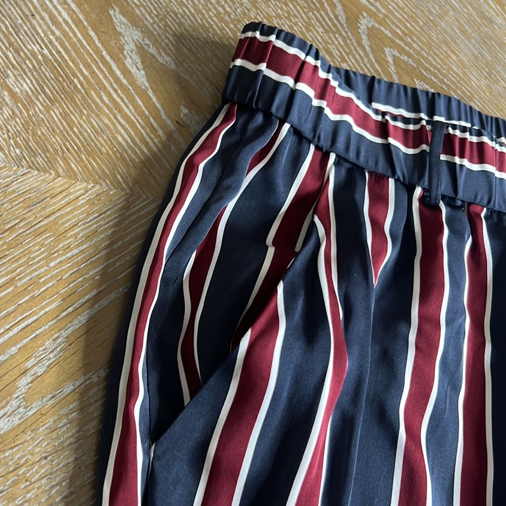 FRAME Easy Striped Charmeuse Wide-Leg Viscose Pant L - Picture 7 of 10